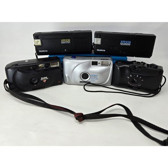 Vintage Film Camera Lot of 5 For Parts or Repair Kodak Sakar Keystone 35mm 110 - Picture 1 of 16